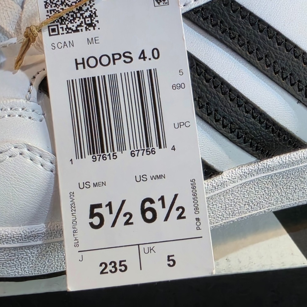 New Men 5.5 Women 6.5 Adidas Hoops 4.0 JQ9985 White Black Suede Basketball NWT - Picture 8 of 13